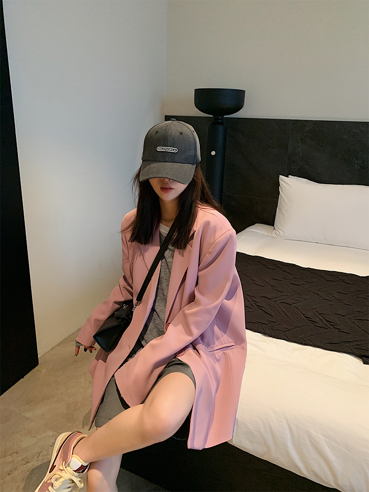 Small Candida Custom Pink Suit Jacket Woman Spring Summer New 2022 Thin models Korean version Leisure loose Advanced senses Western-style clothes
