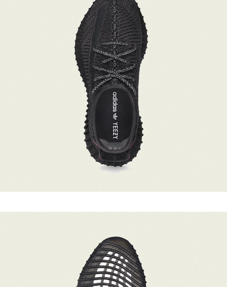 阿迪达斯 YEEZY 350 V2 黑天使 鞋带反光版 男女运动鞋 图3