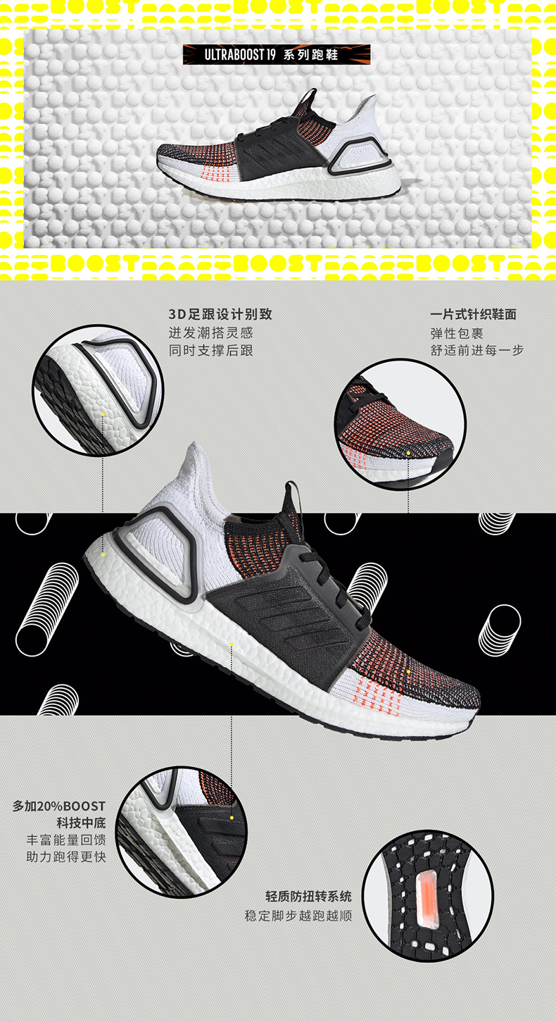 阿迪达斯19年旗舰 UltraBOOST19 m 男子跑步鞋 图6