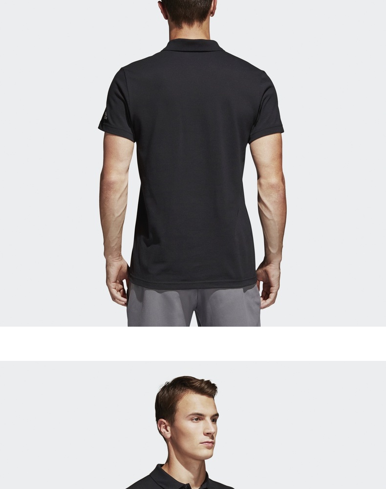 Adidas adidas thể thao nam ngắn tay áo Polo áo sơ mi màu đen S98751 áo polo