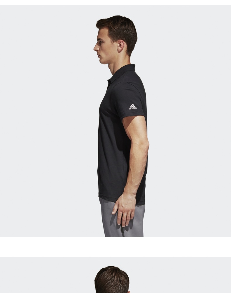 Adidas adidas thể thao nam ngắn tay áo Polo áo sơ mi màu đen S98751 áo polo