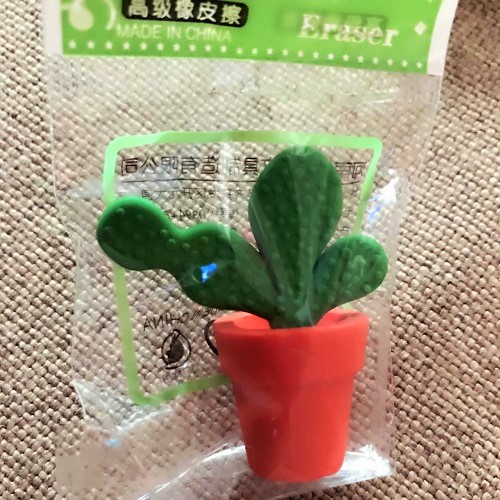 Simulation cactus shape rubber eraser stationery