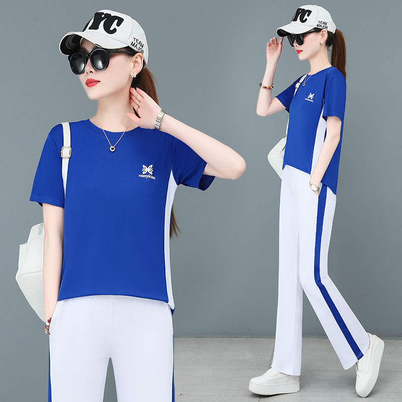 2025 New Ice Silk Square Dance Clothing Summer Women's Suit Fashionable Middle-Aged Mom Casual Sportswear Two-Piece Set 2025 New Ice Silk Square Dance Clothing Summer Women's Suit Fashionable Middle-Aged Mom Casual Sportswear Two-Piece Set