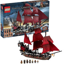 Lego 4195 Caribbean Pirate Ship Series Queen Anne Revenge Assembled Building Blocks Red Boat Model Toys