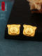 Gold 999 Pure Gold 3D Hard Gold Zodiac Pig Fortune Bead Bracelet for Men and Women Love Gift D405
