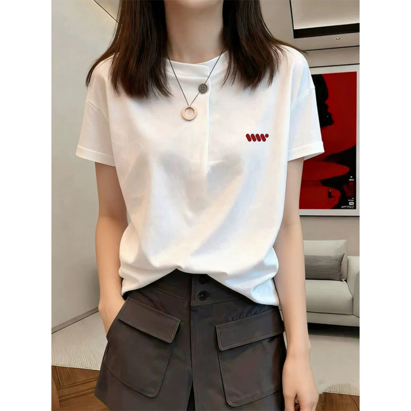 Korean Style Pure Cotton Button-Up Round Neck Short-Sleeve Shirt for Women, Fashionable and Versatile White Top, Summer 2026 New Model Korean Style Pure Cotton Button-Up Round Neck Short-Sleeve Shirt for Women, Fashionable and Versatile White Top, Summer 2026 New Model