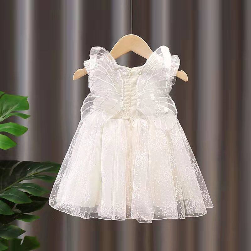 Children Butterfly Skirt Baby Girl Polka Dot Princess Skirt 2022 New Girl Summer Fluffy Dress Yang Qi (