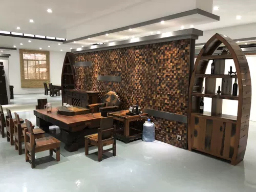 Новый древний корабль деревянная мозаика фоновая стена экологически чистый старый корабль деревянная мозаика вход в бар отеля деревянный отделочный материал