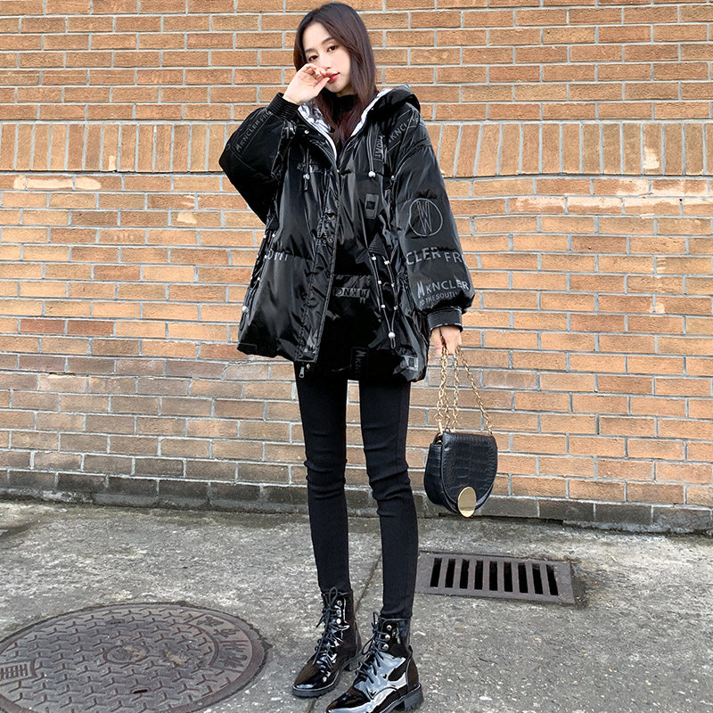 Disposable down jacket women's mid-length 2022 new winter Korean version loose and thin white duck down thick coat tide