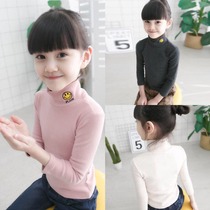 Girl Pure Cotton Jersey Undershirt With Long Sleeves T Shirt Baby Spring Autumn New Half High Collar Children Foreign Air Blouse Women