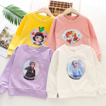 Childrens clothing girls clothing 2022 Spring and autumn new Chinese childrens bright sheet discoloration Aesha princess Long sleeve T-shirt blouses