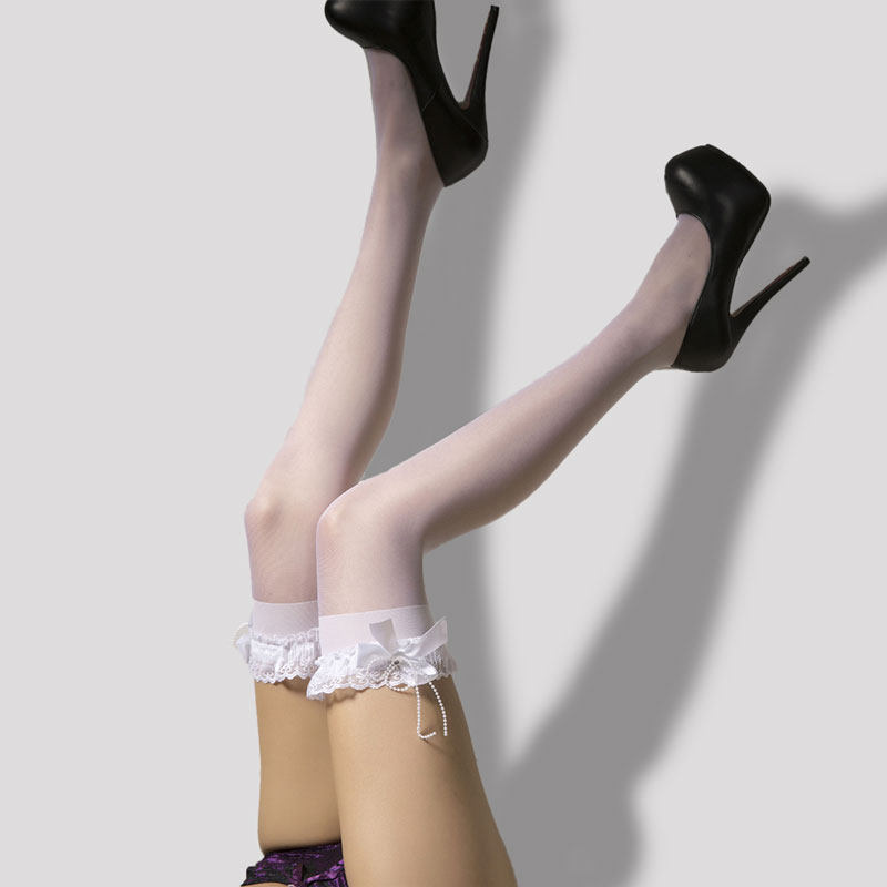 Sexy transparent legs socks black silk uniform flirting temptation to set passionately suit underwear female white wire stockings