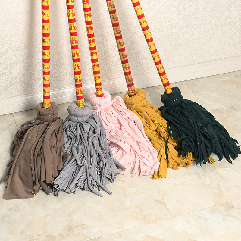 High quality cotton wood handle easy water washing cotton yarn absorption mop old household round pier cloth clean ordinary tow