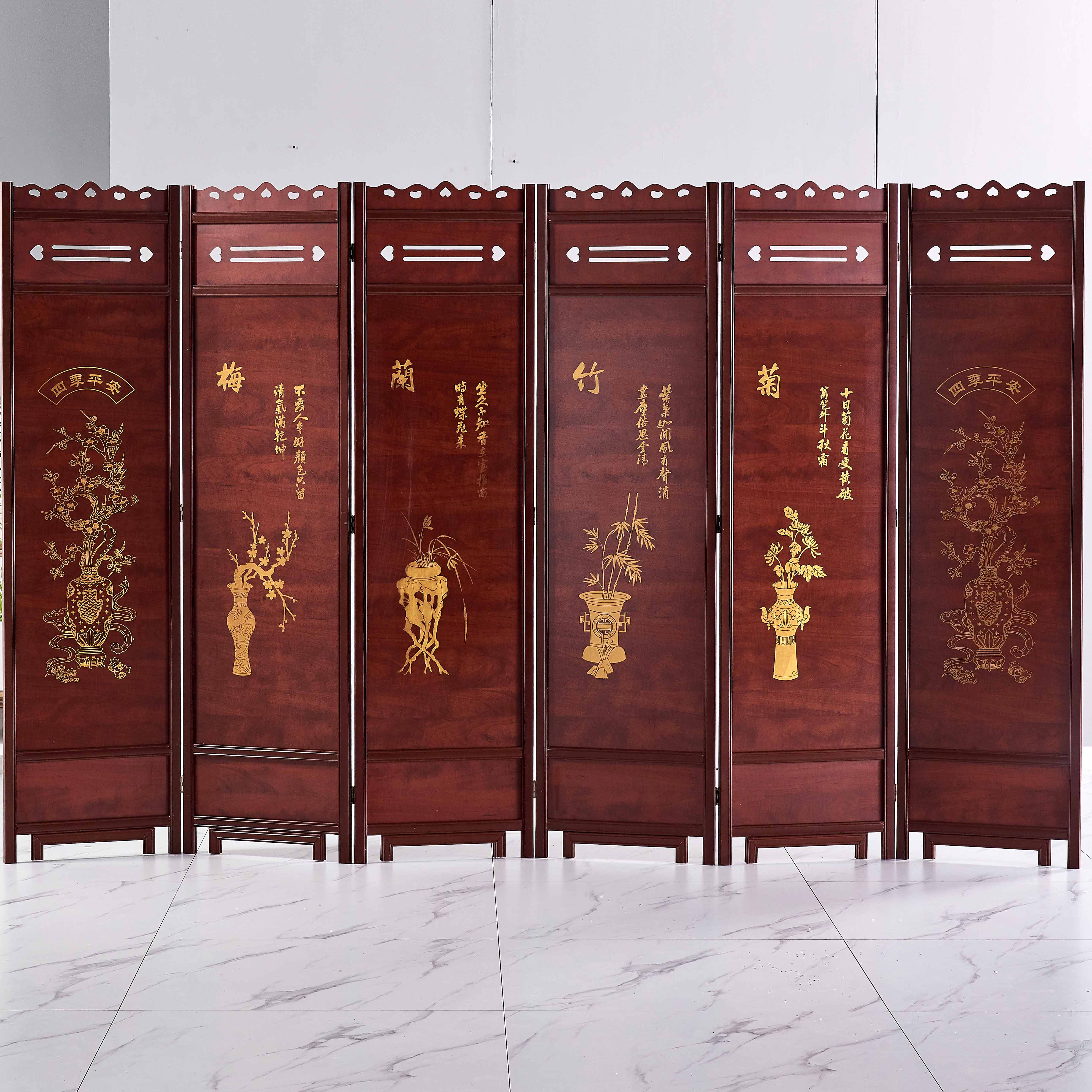 Solid wood folding mobile screen room screen severance office household porch partition antique Chinese screen