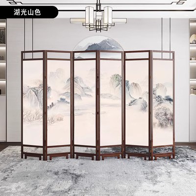 Chinese solid wood screen partition wall office folding mobile hotel home living room sheltering in the door Soft-Taobao