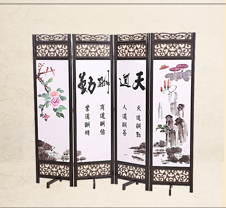 Vách ngăn gỗ nguyên khối màn hình gập cổ hiện đại có thể tháo rời màn hình Trung Quốc phòng khách khách sạn lối vào văn phòng hai mặt - Màn hình / Cửa sổ vách ngăn bình phong gỗ