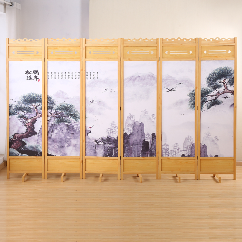 Original Wood Color Screen Folding Folding Removable Hotel Teahouse Dining Room Cubicle Bifacial Retro Solid Wood New Chinese Antique