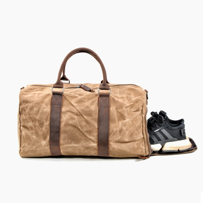 VZVA fitness bag dry and wet separation belt shoe warehouse retro football training bag basketball bag oil wax canvas travel bag trendy