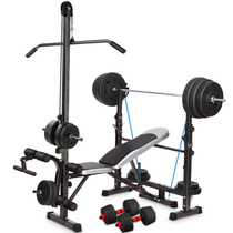 Multi-function fitness bedroom weight-lifting bed barbell set men bedroom bench squat shelf housefitness equipment