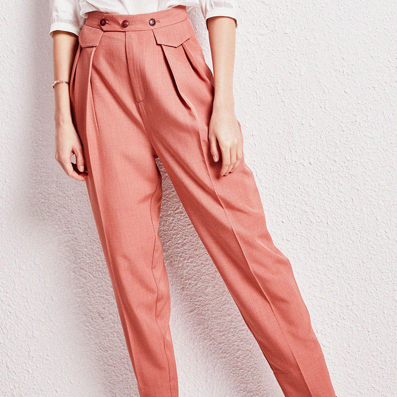 U N Q fashionable British style 2021 spring and summer new quality high waist loose all-match harem pants trousers children