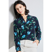 U N Q method Zhanqing printing 18 mmeter heavy pound sand washing genuine silk double crepe shirt loose mulberry silk blouse women