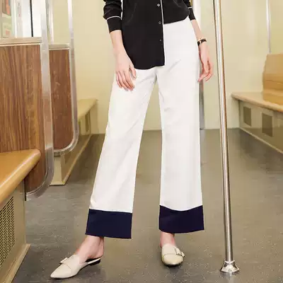 U N Q minimalist temperament vinegar soreness hemp Middle high waist black and white contrast retro casual wide pants children