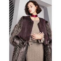U N Q Tip Goods Luxurious Whole Mink Fur Fur Jumpy Coat Round Collar Silver Fox Fur Loose Mink Fur Fur Coats Women