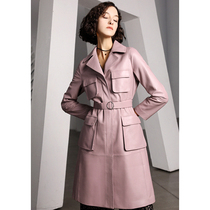 U N Q Europe and America Fan Fashion Overdraft Wind capsized Waist Display Slim wind clothes in Long Leather Fur Coat Female Coat Woman