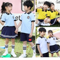 Childrens first grade primary school students sports school uniform class uniform summer kindergarten garden uniform summer yellow short-sleeved graduation class