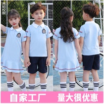 Navy style kindergarten uniforms summer clothes first grade class clothes summer primary school uniforms childrens performance clothes dress