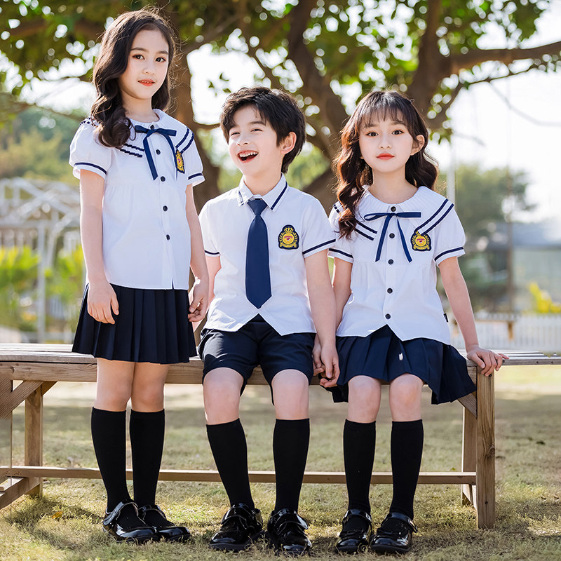 Kindergarten summer uniform graduation photo school uniform suit pure cotton first grade class uniform college wind season custom children