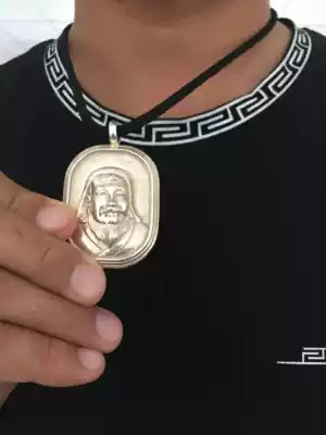 Sterling Silver Pendant Genghis Khan Statue
