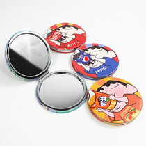 Cartoon Crayon Crayon Small New Folding Mirror Cosmetic Mirror Carry-on Creative Mirror Rounded Flip Side Perimeter