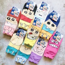 (3 Double) Korea Imports Cute Cartoon Crayon Small New Cotton Socks Socks Boat Socks