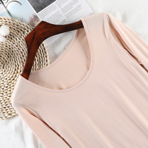 Autumn and winter Modal large round collar ultra-thin close-fitting long-sleeved underwear Womens viscose fiber single-piece top autumn coat base shirt