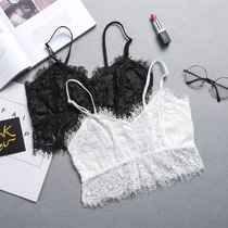 2019 spring and summer female eyelash lace camisole Anti-slip bandeau chest strap adjustable black white