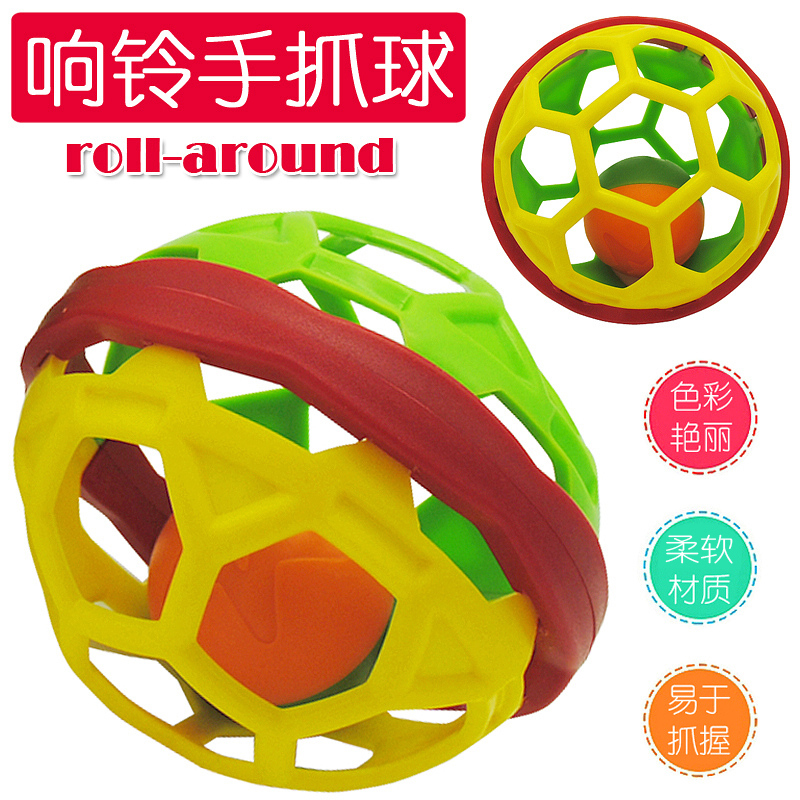 Baby Sensation Touch Soft Rubber Ball Hand Grip Ball Toy Training Ball Baby Massage Senses Soft Ball Wave Ball with rocking bell