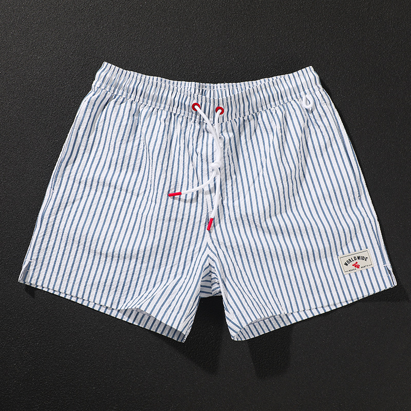 Gailang Summer New Men's Striped Shorts, High-End Bubble Fabric, Breathable and Comfortable Quarter-Length Shorts for Hot Springs