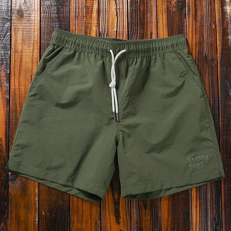 Fashionable Army Green Shorts for Men, Quick-Drying Quarter-Length Pants, Versatile Outerwear, Men's Summer Loose Casual Straight-Leg Pants