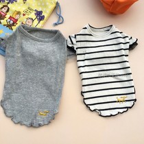 Pet clothes Japanese light luxury brand small flying sleeve simple atmosphere dog clothes cotton breathable dog shirt