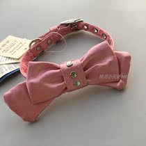 Pearlescent pink bow dog collar pet collar leather blemish