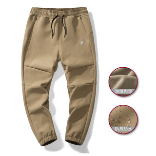 儿童冲锋裤冬季新款男童防风防水加绒软壳裤一体绒户外登山滑雪裤