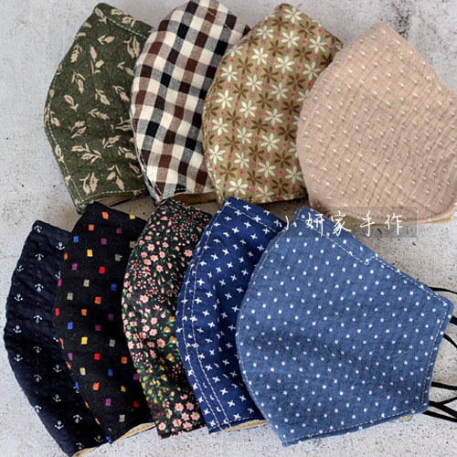 Two handmade cotton cloth three-dimensional masks can add filter element breathable sunscreen children adult men and women