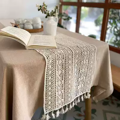 Table table flag Chinese Zen lace bucket cabinet coffee table cloth Nordic hollow stripe shoe cabinet rectangular small tablecloth