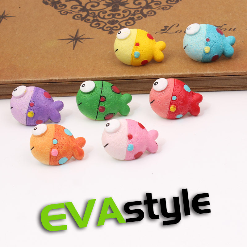 6 Creative Cork Sticks Marine Large Eye Cartoon Cute Felt Message Wall Note Color Nails