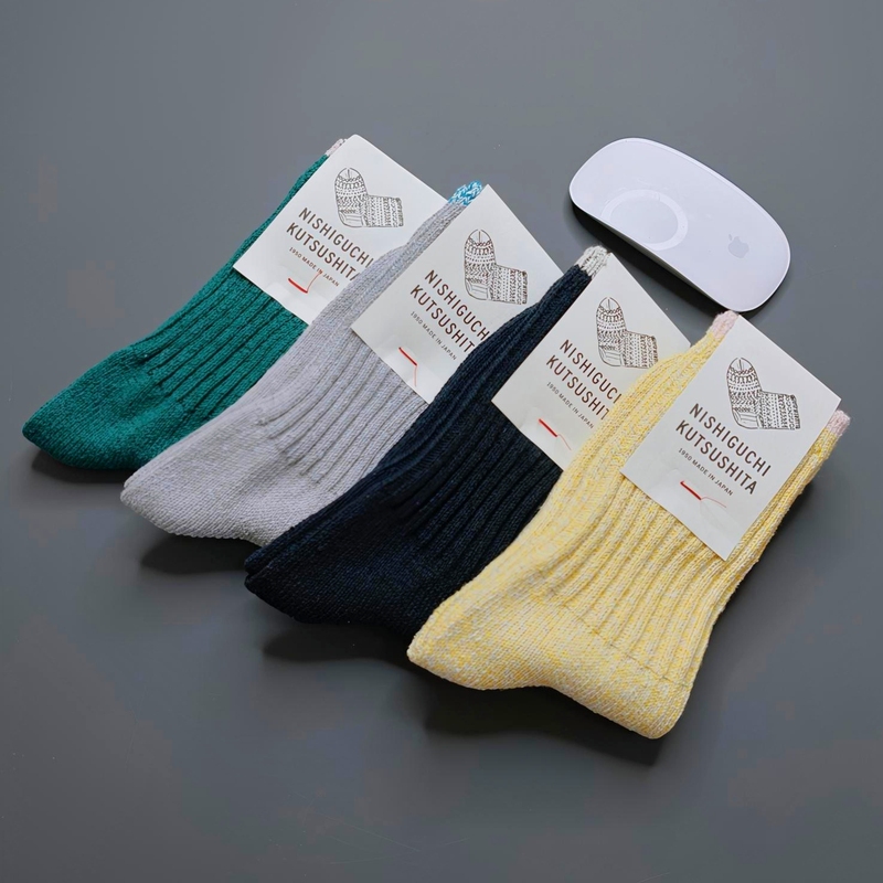 In Stock Nishiguchi Kutsushita Made in Japan Unisex Jersey Cotton High Tube Silk Cotton Socks