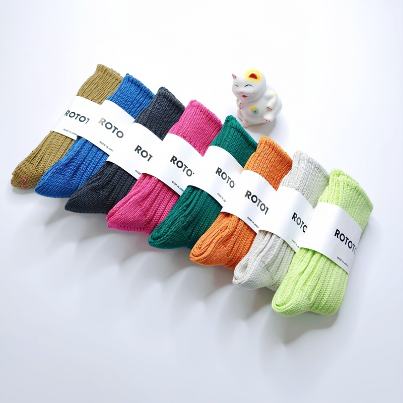 In-Stock Rototo Chunky Japanese-Made Unisex High-Tube All-Cotton Loose Ribbed High-Top Color-Blocked Crew Socks In-Stock Rototo Chunky Japanese-Made Unisex High-Tube All-Cotton Loose Ribbed High-Top Color-Blocked Crew Socks