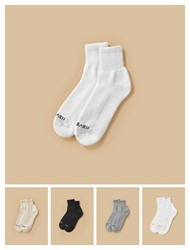 COMPASS COTTON SOCK ຜູ້ຊາຍແລະແມ່ຍິງ retro embroidered jacquard mid-calf socks towel socks mid-socks ສາມຄູ່