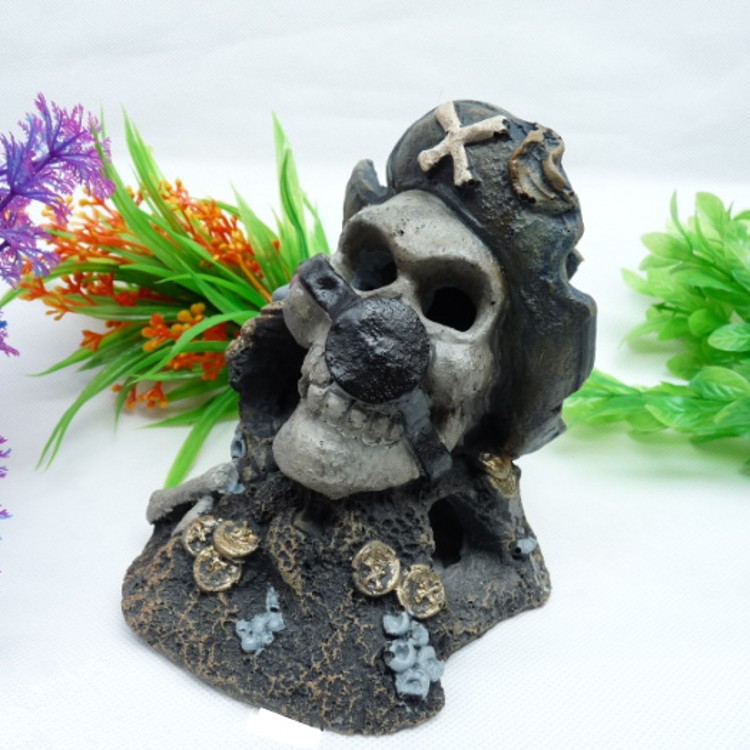 Fish tank personality decoration simulation of fossil bones fossil skulls skull head aquarium fish tank breeding multiple holes to escape the house