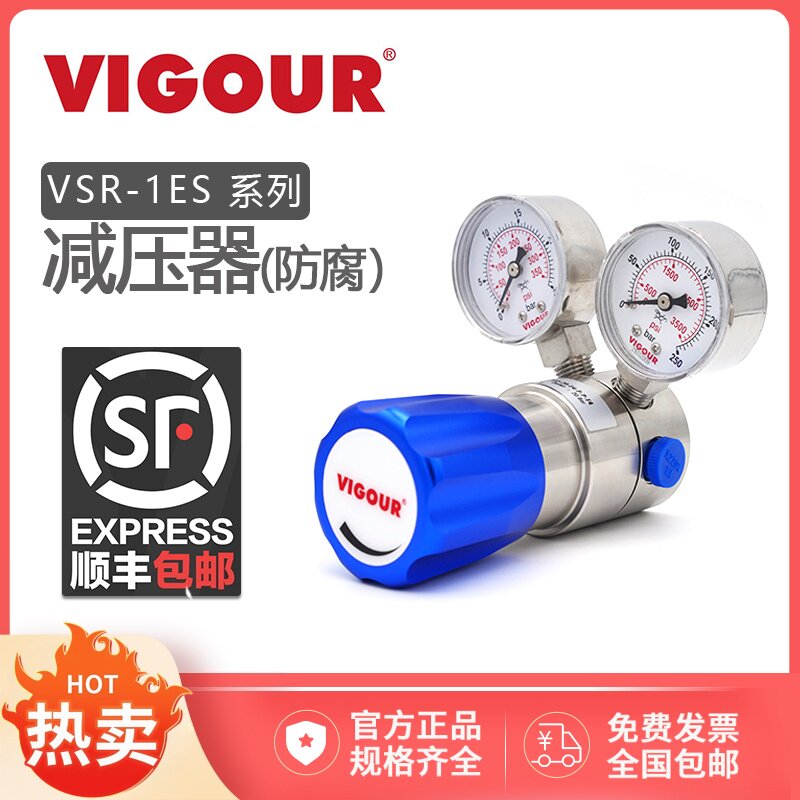 VIGOUR达肯减压器VSR-1ES防腐钢瓶减压阀氨气德国316L不锈钢双表